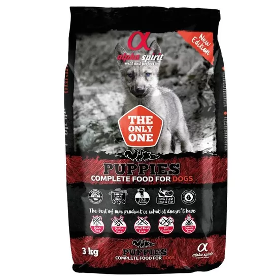 Alpha Spirit pusmitrā barība kucēniem, 3kg 